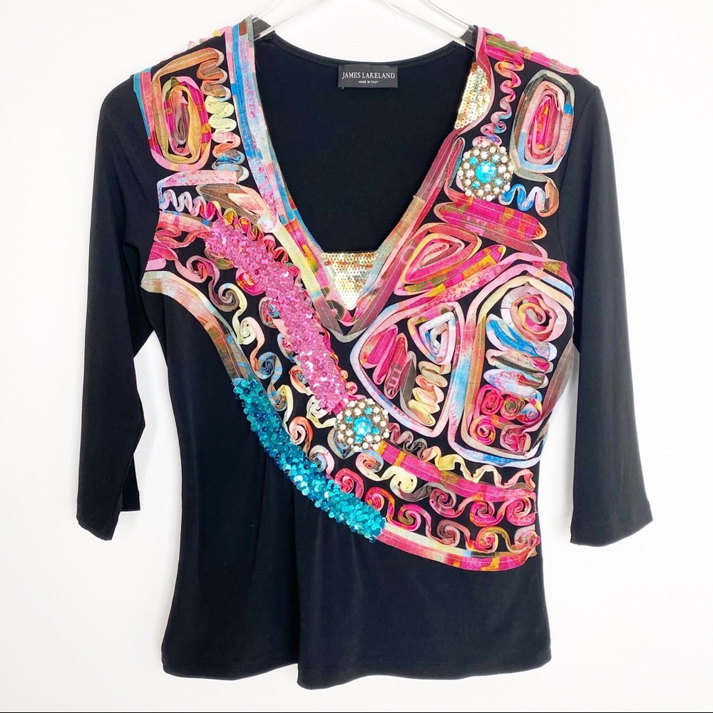 James Lakeland Art to Wear Embellished Top Italy